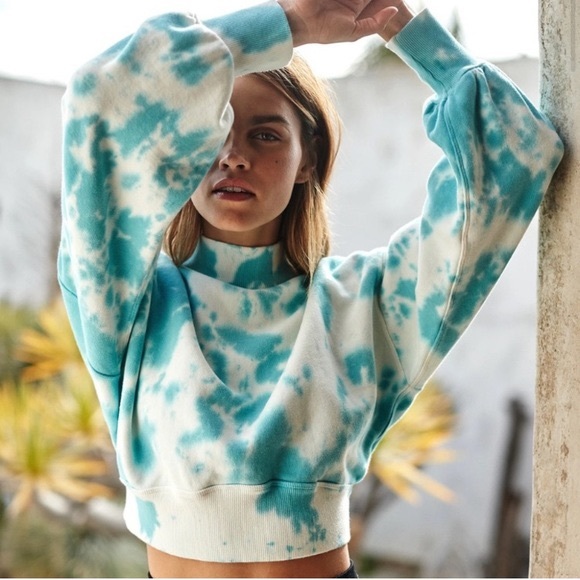 Spritual Gangster Mock Neck Tie Dye Sweatshirt in Blue and White size Large - Picture 1 of 8